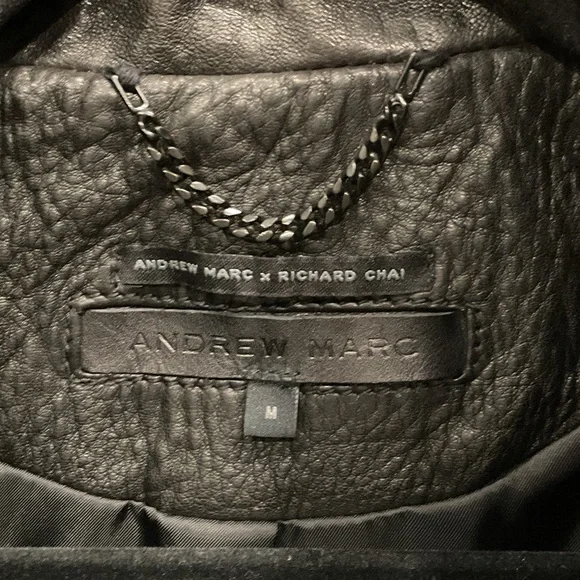 Andrew Marc Classic Black Leather Jacket - Picture 2 of 5